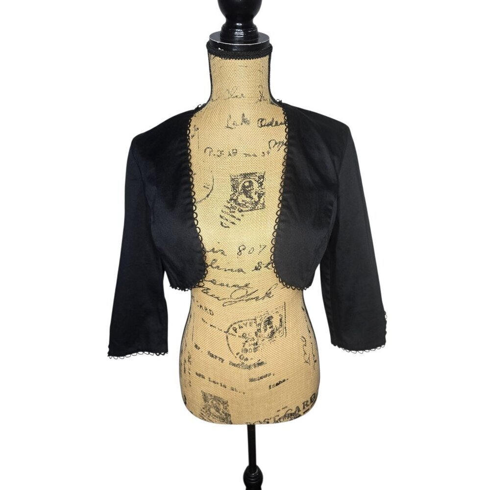 Vintage 90s Y2K Black Cropped Goth Bolero Jacket